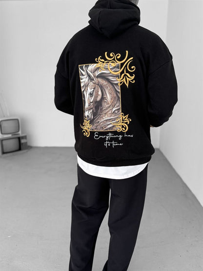 Hoodie Oversized - Golden Horse